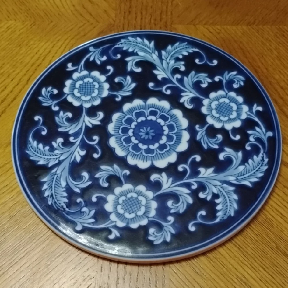 Pier 1 Ceramic Mandarin Cobalt Blue Utensil Rest Trivet Kitchen Decor